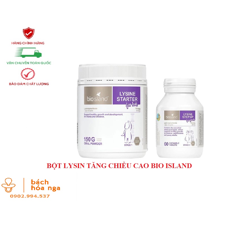 Bột Tăng Chiều Cao Lysine Bioisland Úc Cho Bé Từ 7m Hộp 150g