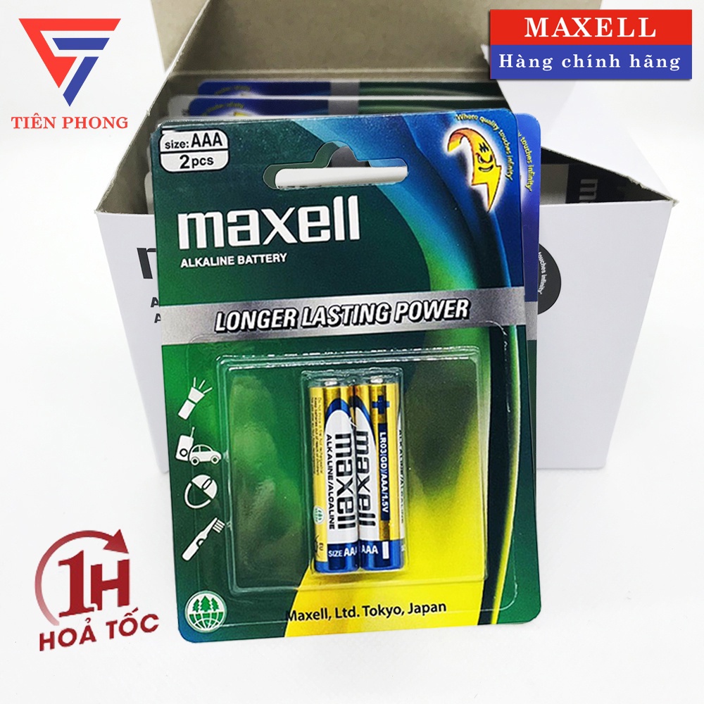 Pin Đũa AAA Maxell Alkaline LR03 vỉ 2 viên CHÍNH HÃNG