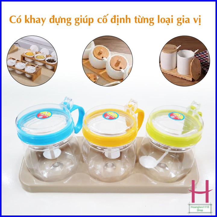 [Mã LIFEXANH03 giảm 10% đơn 500K] Bộ 3 lọ gia vị có thìa thông minh nhựa Việt Nhât MS: 2938 { H }