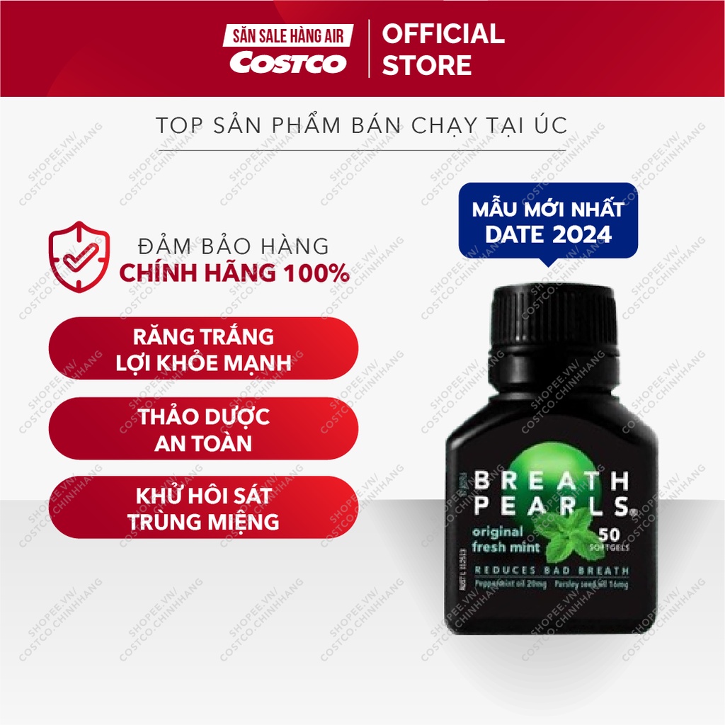 Viên thơm miệng từ thảo dược [Đủ bill] giảm hôi miệng, khử Nicotin cho người hay hút thuốc lá Breath Pearls 50 viên