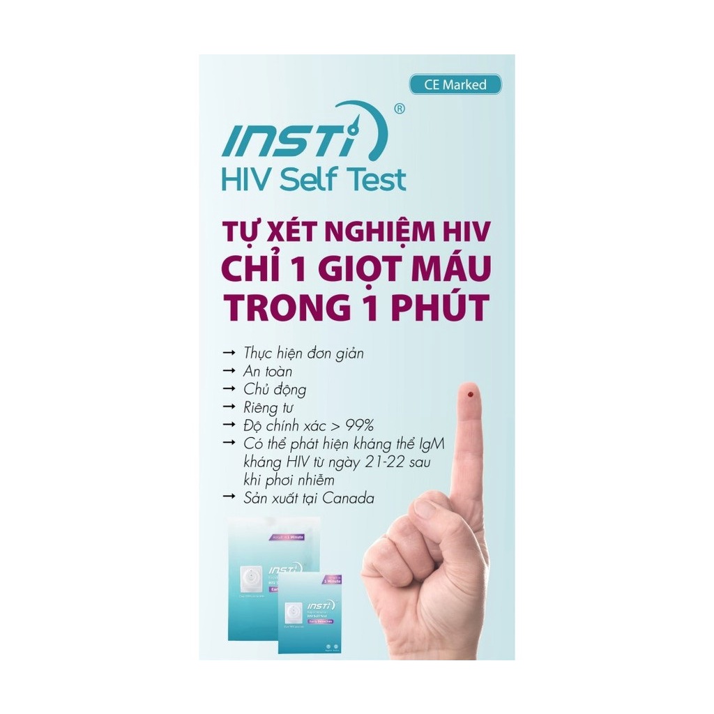 Bộ Test HIV Insti cao cấp thử HIV nhanh nhất thế giới chỉ sau 1 phút có kết quả, kit xét nghiệm HIV nhập khẩu Canada