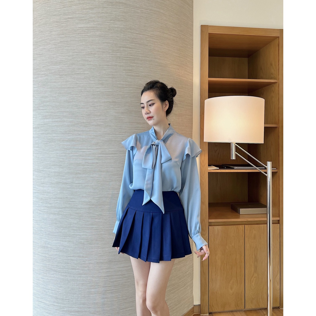 Áo Sơ Mi Nữ Công Sở Dài Tay NKN Kelly Thiết Kế Cổ Buộc Nơ Thanh Lịch Sang Trọng, Chất Liệu lụa cao cấp