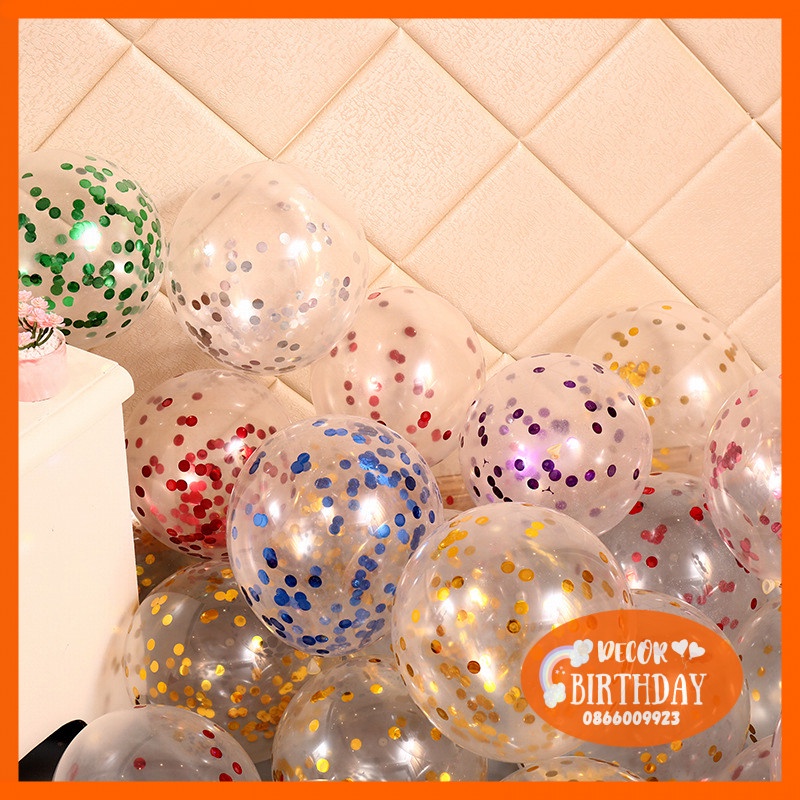 Bóng Trong Suốt Có Kim Tuyến HOT SALE Trang Trí Sinh Nhật, Phòng Cưới, Sự Kiện, Thôi Nôi, Đầy Tháng Nhiều Màu Siêu Đẹp