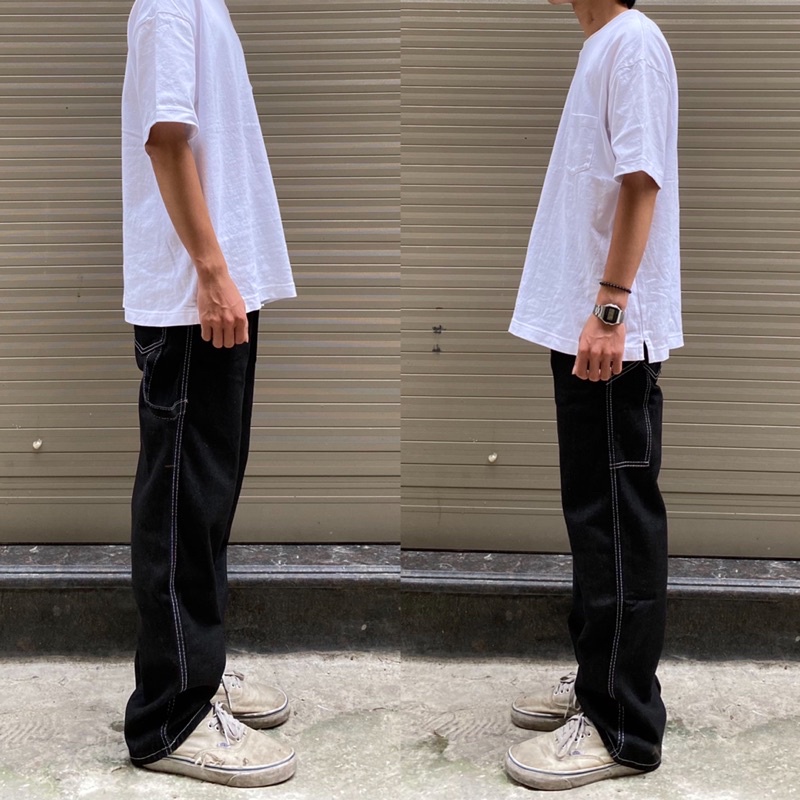 NEW - Quần Jeans suông màu đen muối tiêu, chỉ nổi, phong cách workwear, cá tính, chất, hiphop