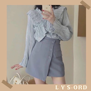 Set áo bèo xanh + chân váy xanh xéo