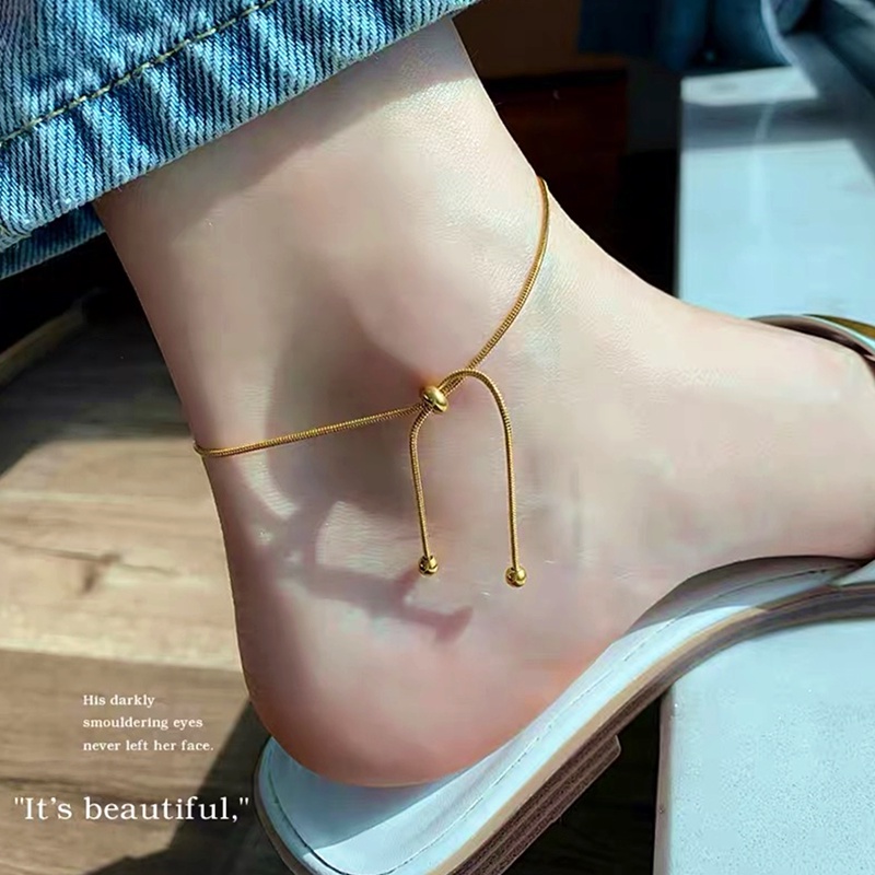 Lắc tay titan nữ 100% TITAN NGUYÊN CHẤT KHÔNG GỈ vòng tay vàng thiết kế đơn giản kiểu dáng rút sợi thời trang 2021