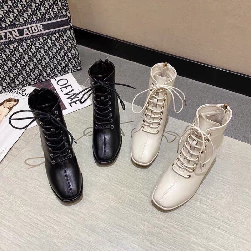 Bốt nữ cao gót, khóa sau mix dây buộc style xứ Hàn | BigBuy360 - bigbuy360.vn