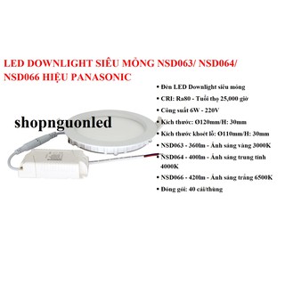 Đèn led downlight âm trần siêu mỏng hiệu nsd063/ nsd064/ nsd066, đèn led âm trần thích hợp cho nhà ở..