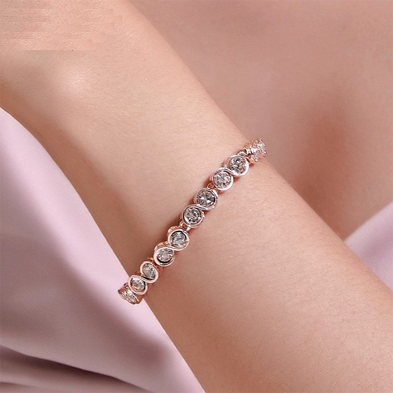 Vòng Tay Đính Đá Zircon Hình Tròn Phong Cách Hàn Quốc