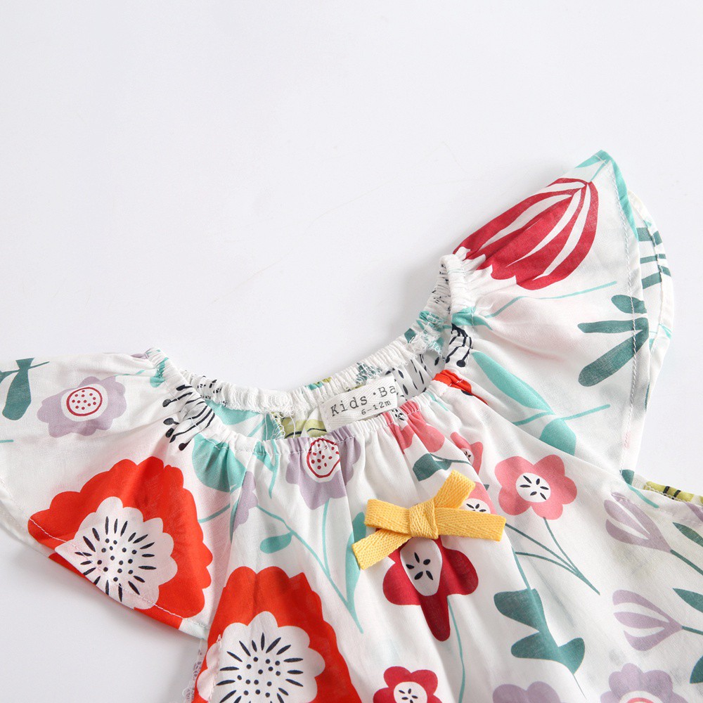 Bộ Quần Áo Sanlutoz In Họa Tiết Bông Hoa Bằng Cotton Thời Trang Mùa Hè Cho Bé Gái