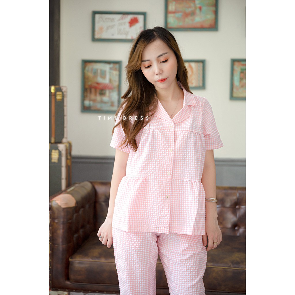 Bộ ngủ dáng Babydoll , Pijama nữ Tay Ngắn-Quần Dài PIJAMA0101