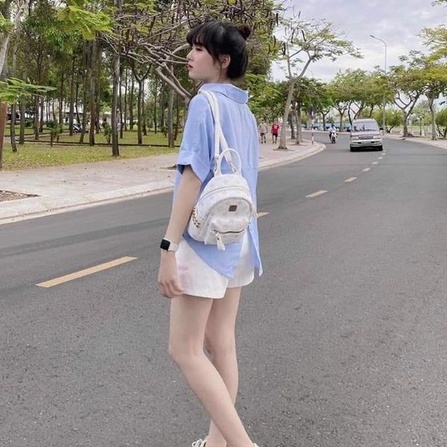 [Hàng sẵn] Set áo sơmi sọc nút sau - HÌNH CHỤP THẬT