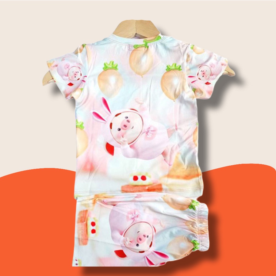 Bộ thun lạnh bé gái bộ 3D in hình Elsa pony thỏ cotton thoáng mát HEBI KIDS cho bé từ 0 đến 9 tuổi