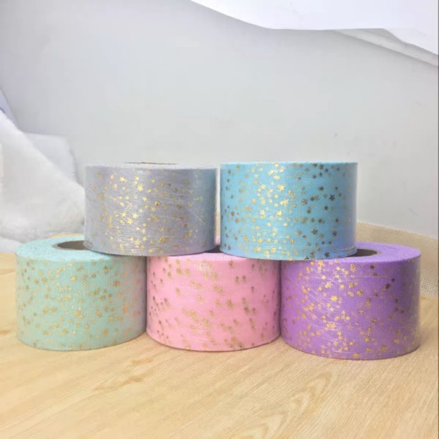 cuộn 22m ruy băng voan lưới sao 6cm