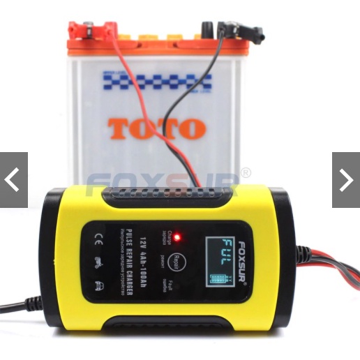 Sạc bình ắc quy ô tô xe máy 12V 4Ah - 100Ah FOXSUR tự ngắt khi đầy chức năng bảo dưỡng phục hồi ắc quy bằng khử sunfat 4