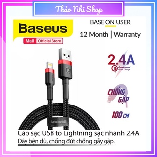 Cáp Baseus Cafule Lightning dành cho iPhone/iPad sạc nhanh và truyền dữ liệu tốc độ cao 0.5m,1m/2m/3m ( 2.4A/1.5A/2A )