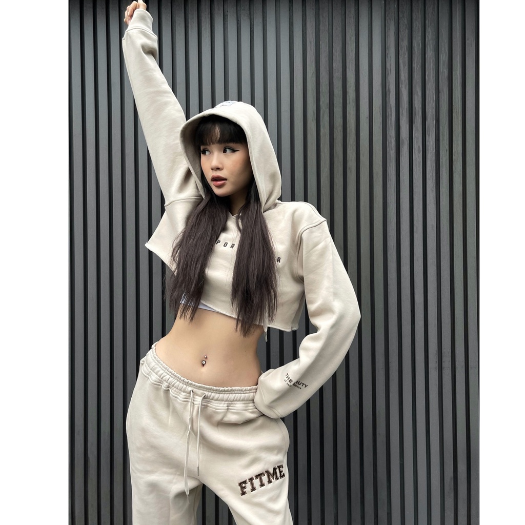 Áo khoác hoodie croptop Fitme local brand chất cotton dày dặn form rộng thể thao cá tính unisex HDCT