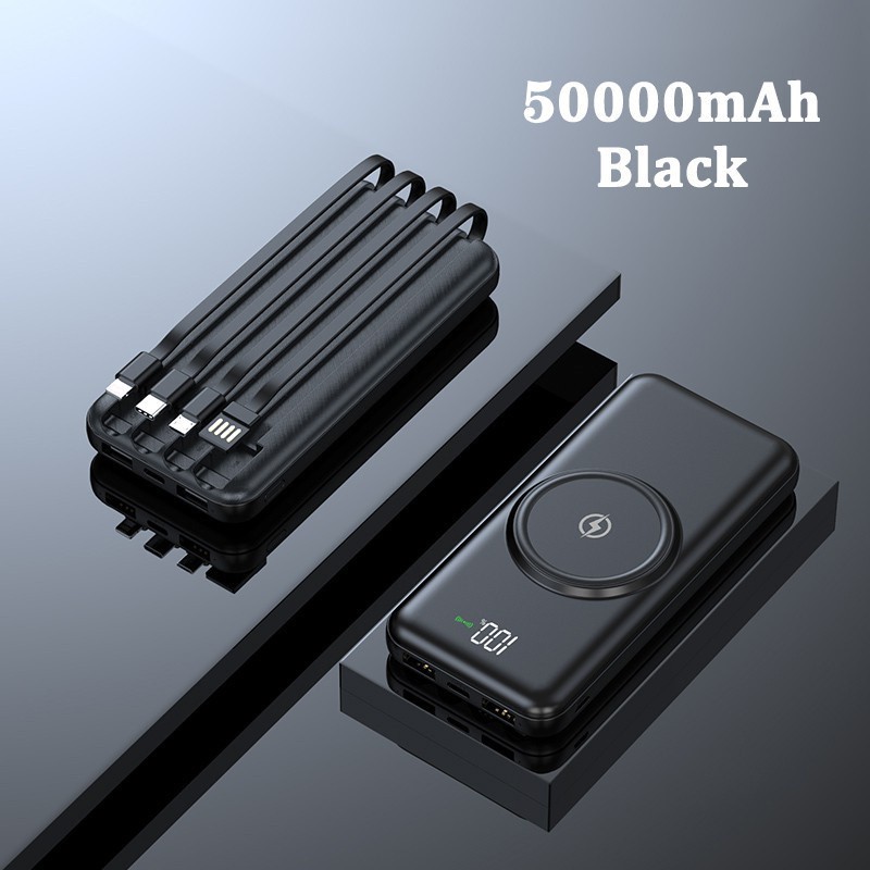 Sạc dự phòng  Bộ nguồn di động dung lượng lớn 50.000 mAh tích hợp bộ nguồn chuyên dụng cho iPhone bốn dây Sạc không dây nhẹ và di động