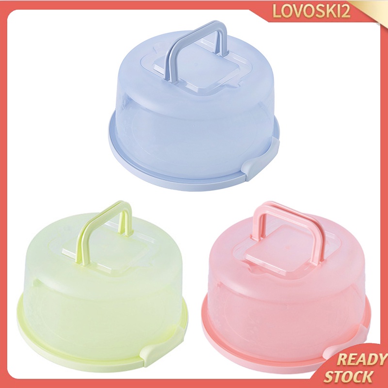 Plastic Cake Box Round Cake Storage Carrier Container Lockable Lid Blue