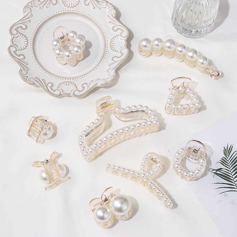 Kẹp Tóc Càng Cua Đính Ngọc Trai Nhân Tạo Thời Trang Dành Cho Nữ