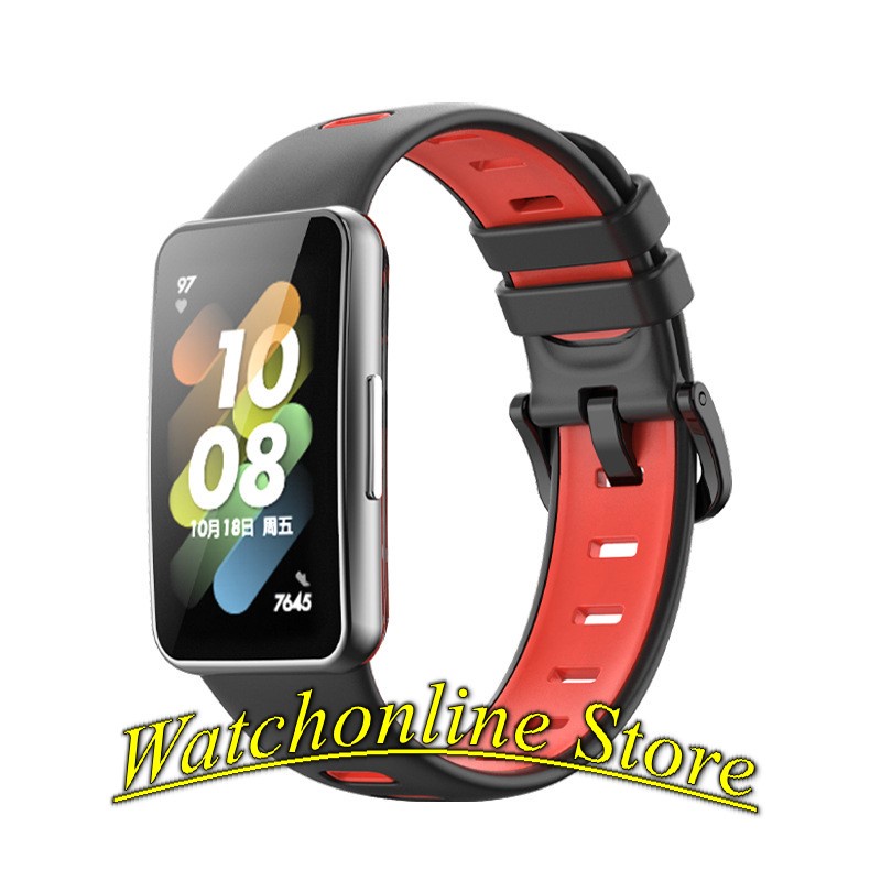 Dây đeo silicon khóa gài 2 màu Huawei Band 7 Huawei Band7 đẹp mắt