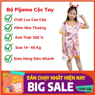 Bộ Ngủ Pijama Cộc Cho Bé Chất Lụa Satin Size 14-45