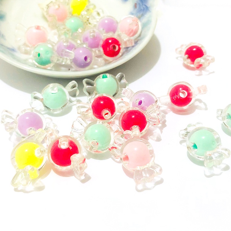 Set 20 Hạt Nhựa Acrylic Màu Kẹo Dùng Làm Trang Sức Cho Bé