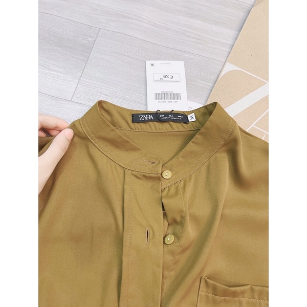 Sơ mi cổ tàu đuôi tôm màu nâu vàng KT94