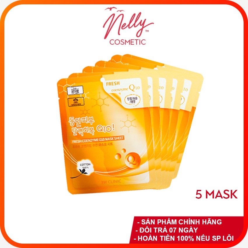 (❤️QUÀ TRẢI NGHIỆM SHOPEE❤️) Mặt nạ dưỡng da chiết xuất coenzyme Q10 3W CLINIC FRESH COENZYEM Q10 SHEET 23ml