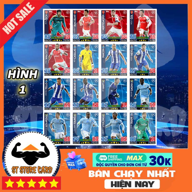 Thẻ cầu thủ bóng đá 2015/16 UCL size Poca Match Attax thẻ in custom ST STORE CARD