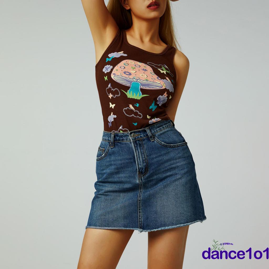 ✿Pl✩Áo Sát Nách Cổ Tròn Phong Cách Vintage y2k