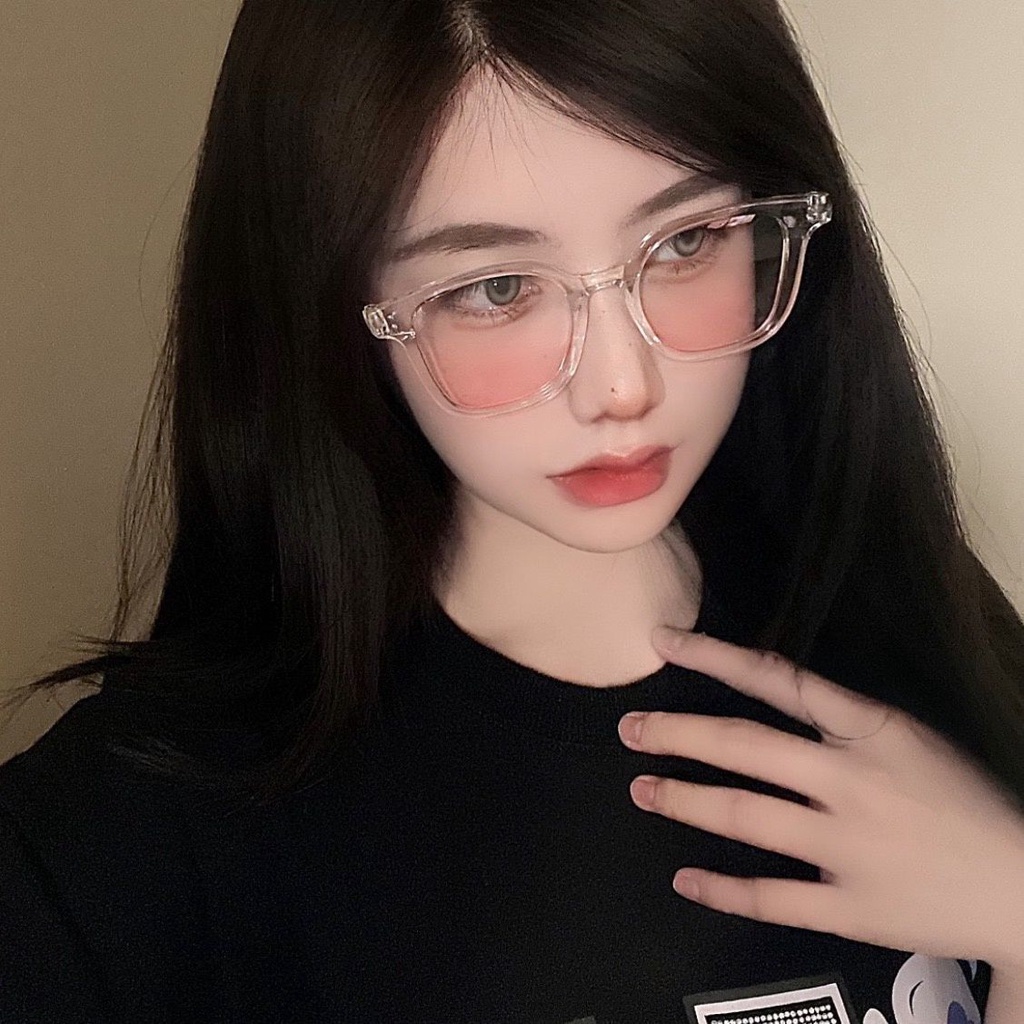 Mắt kính nữ gọng vuông ánh hồng thời trang siêu hot, kính mát má hồng màu đen thanh lịch cho nữ 2022