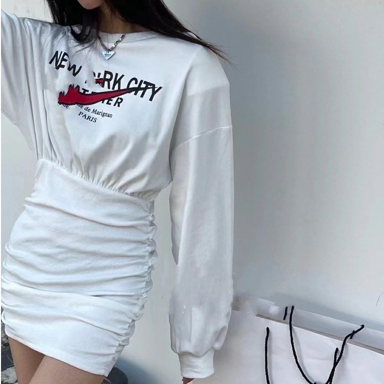 Váy Sweater Thể Thao Chữ Logo LSEOUL V1297 Chất Dày Dặn Trẻ Trung Năng Động