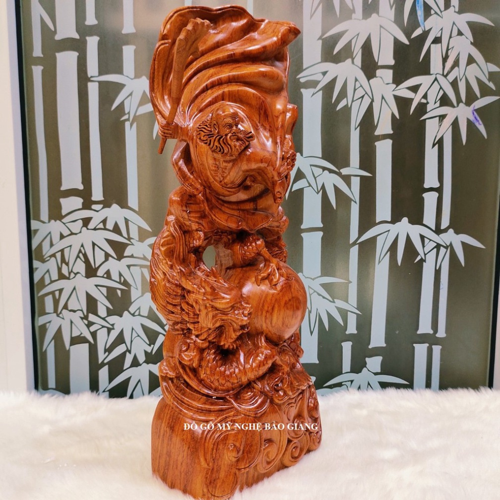 Tượng đạt ma sư tổ múa võ hàng long gỗ hương cao 40 cm