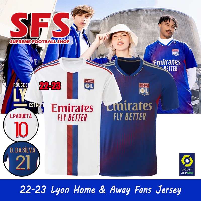 Áo Thun Đá Banh Tay Ngắn Size S-4XL 22-23 Lyon Olympique Lyonnais