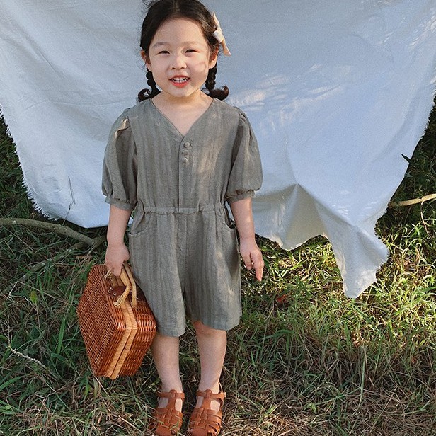 Jumsuit Cotton Mát Mẻ Kiểu Hàn Quốc Cho Bé Gái