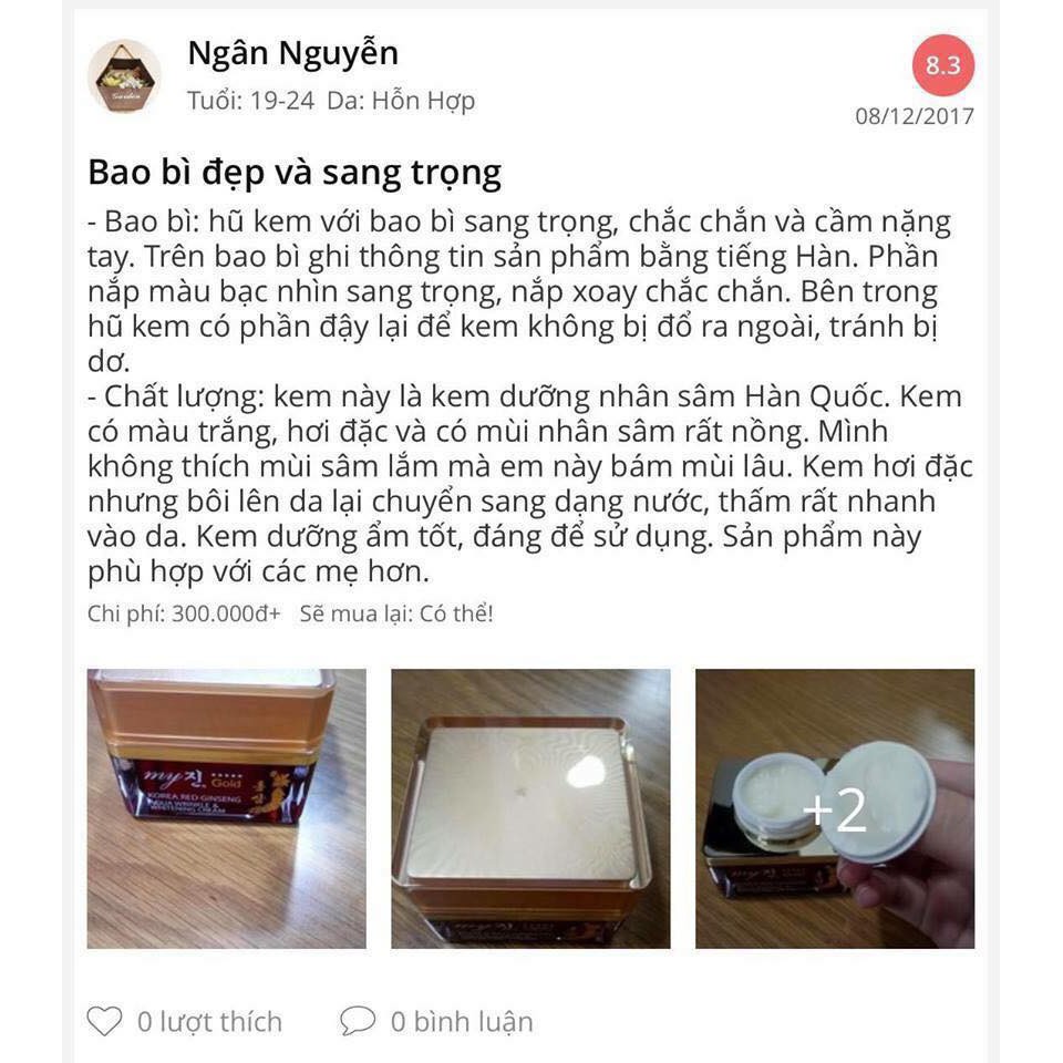 Kem dưỡng nhân sâm MY JIN GOLD KOREA RED GINSENG WHITE CREAM