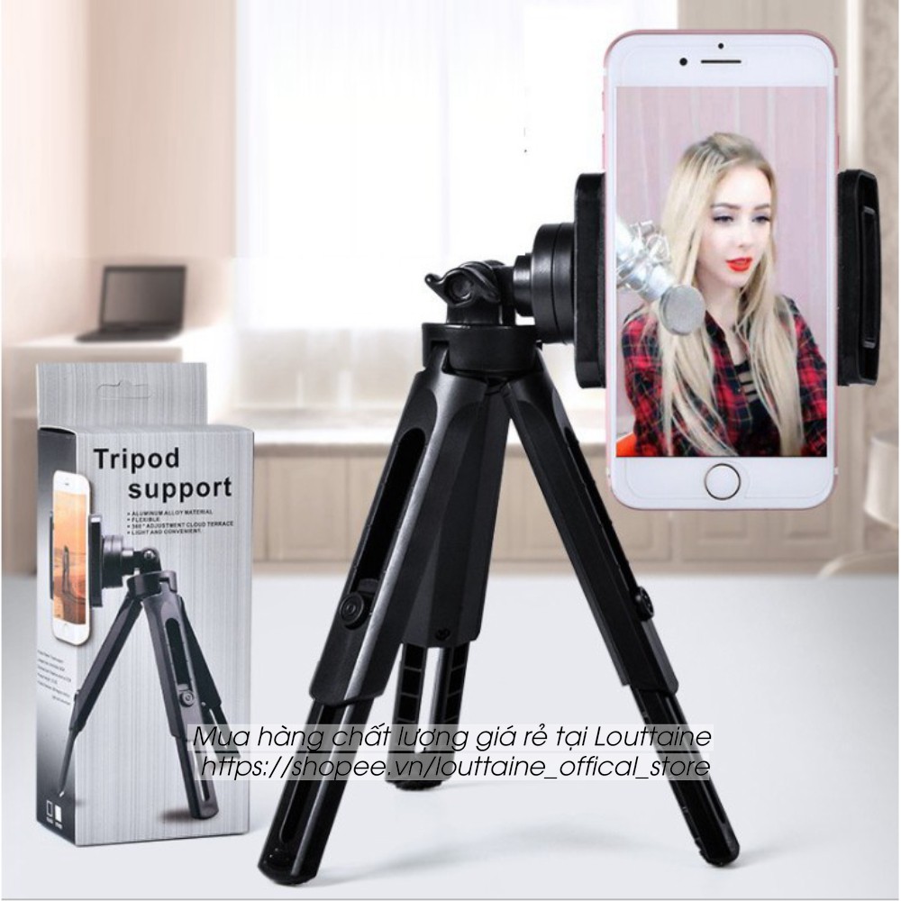 Tripod điện thoại hỗ trợ chụp ảnh livestream quay video, xoay nhiều góc độ tiện lợi, tripod mini thông minh