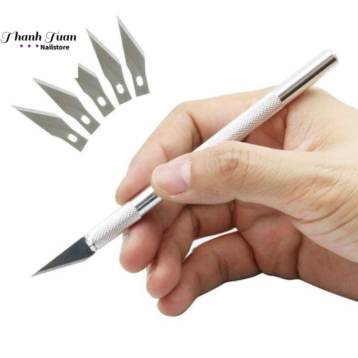 Dao cắt bột nail inox (tặng kèm 5 lưỡi dao)  - Phụ kiện đồ nail
