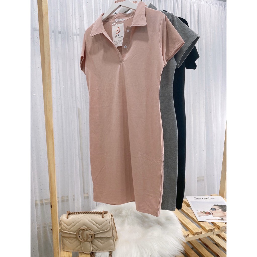 Váy, đầm nữ polo cotton, váy ngắn siết eo, body | BigBuy360 - bigbuy360.vn