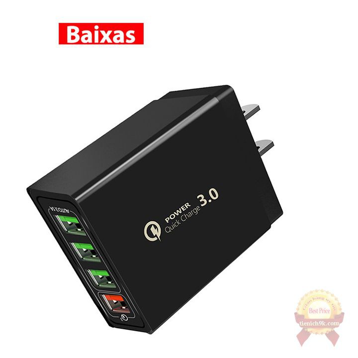 [BH 12 tháng] Củ sạc nhanh QC3.0 Baixas 4 cổng USB ra điện Quick charge 25W Max 12V 9V 5V 1.5A 1.8A 5.5A