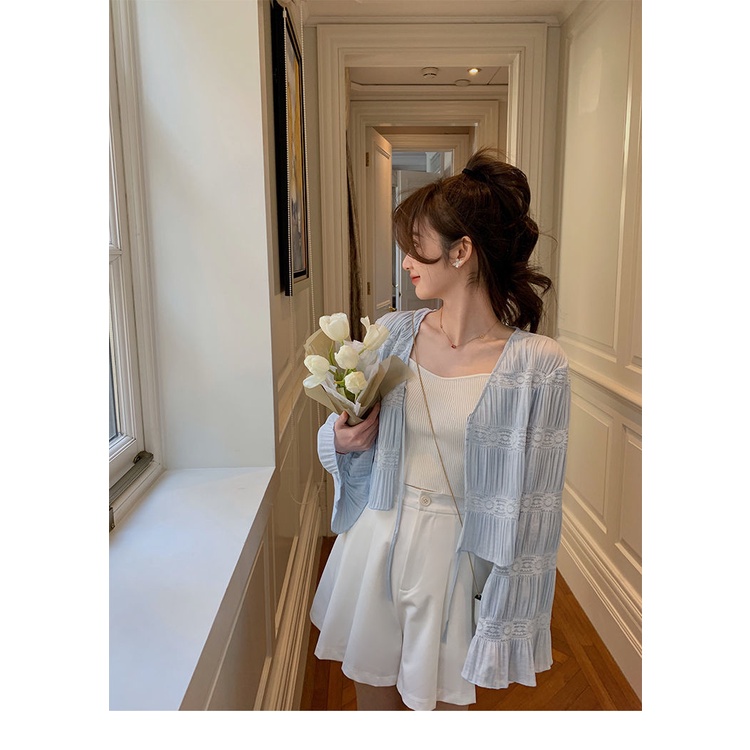 Áo cardigan Dệt Kim Mỏng Cổ Chữ V Thời Trang Hàn Quốc