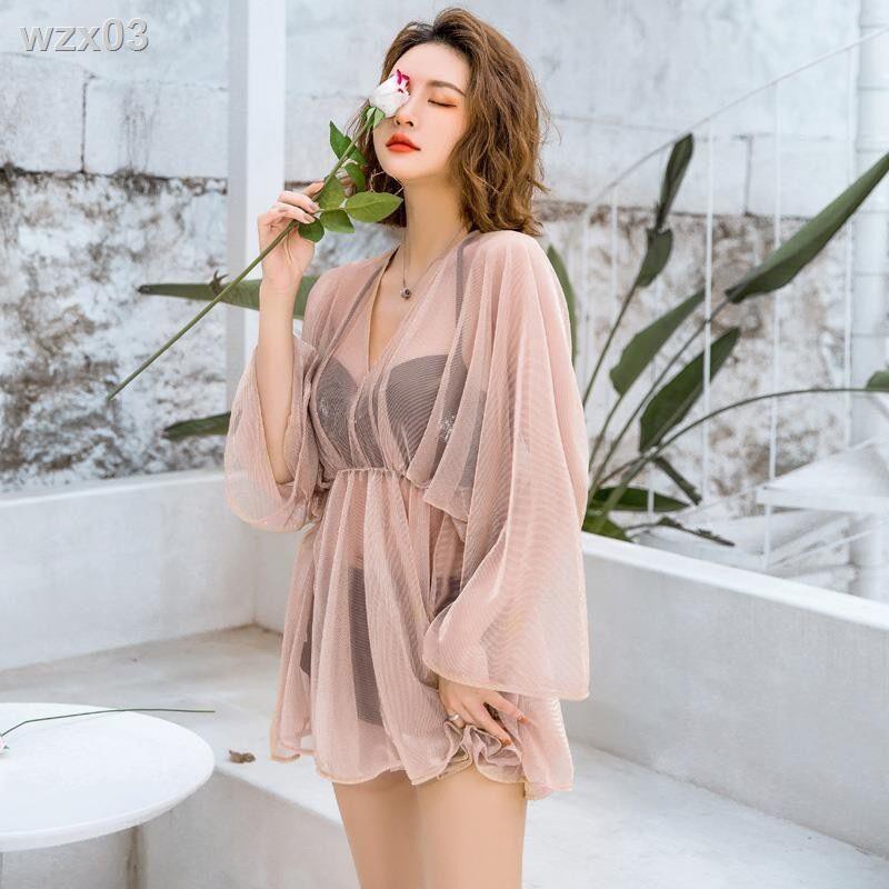 2020 fairy fan splitsuit áo tắm nữ ba mảnh gợi cảm ngực nhỏ giảm béo che bụng sinh viên đồ bơi suối nước nóng | BigBuy360 - bigbuy360.vn