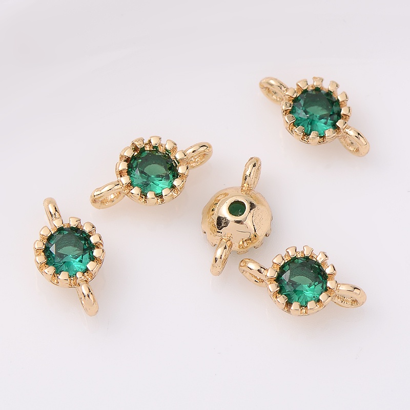 Mặt Dây Chuyền Tròn Bằng Đồng Mạ Vàng 14K Đính Đá Zircon Làm Trang Sức Thủ Công diy