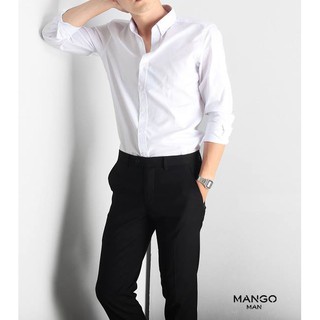 Áo sơ mi nam M.a.n.g.o Slim Fit VNXK (Trắng)