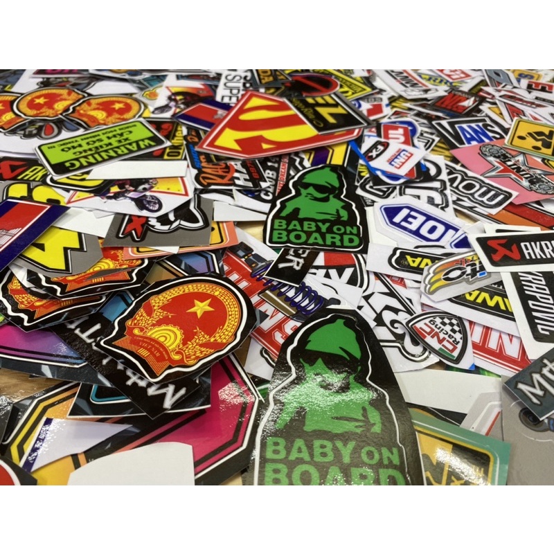 SET 50 LOGO DECAL 3 LỚP TRANG TRÍ XE /STICKER LOGO CHỮ / STICKER HÌNH