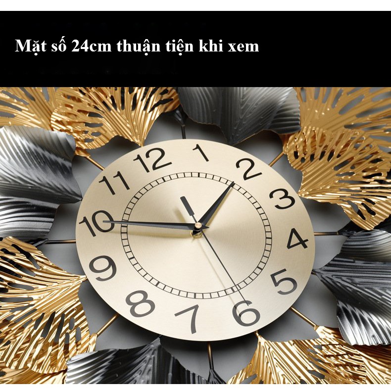 Đồng hồ treo tường trang trí decor cao cấp, JJT WATCH mạ vàng hình nổi 3D biểu tượng nghệ thuật