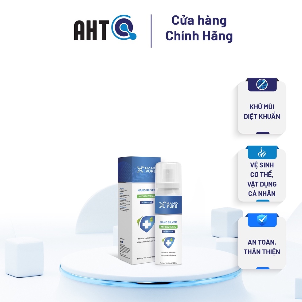 [Combo 3] chai xịt khử mùi hôi nách, mùi hôi cơ thể Nano Xpure Nano Silver - diệt khuẩn khử mùi cơ thể nano bạc 100ml