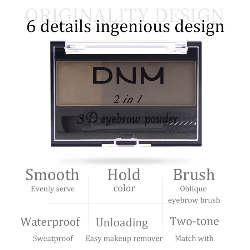 [Hàng mới về] Bột vẽ lông mày hai màu kèm cọ chống lem chống nước DNM | BigBuy360 - bigbuy360.vn