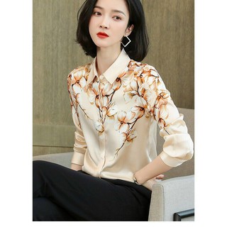 HÀNG NHẬP - ÁO SƠ MI NỮ LỤA HOA CÔNG SỞ THANH LỊCH - KBT13280